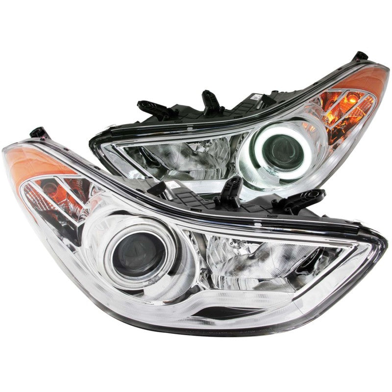 Anzo 2011-2014 Hyundai Elantra Projector Headlights w/ Halo Chrome (CCFL) 121455 Photo - Primary