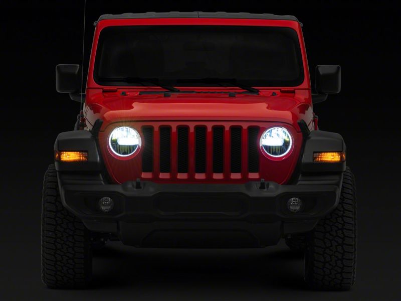 Raxiom 18-23 Jeep Wrangler JL Axial Series 9-In LED Headlights- Blk Housing (Clear Lens) J164371 J164371 Photo - Close Up