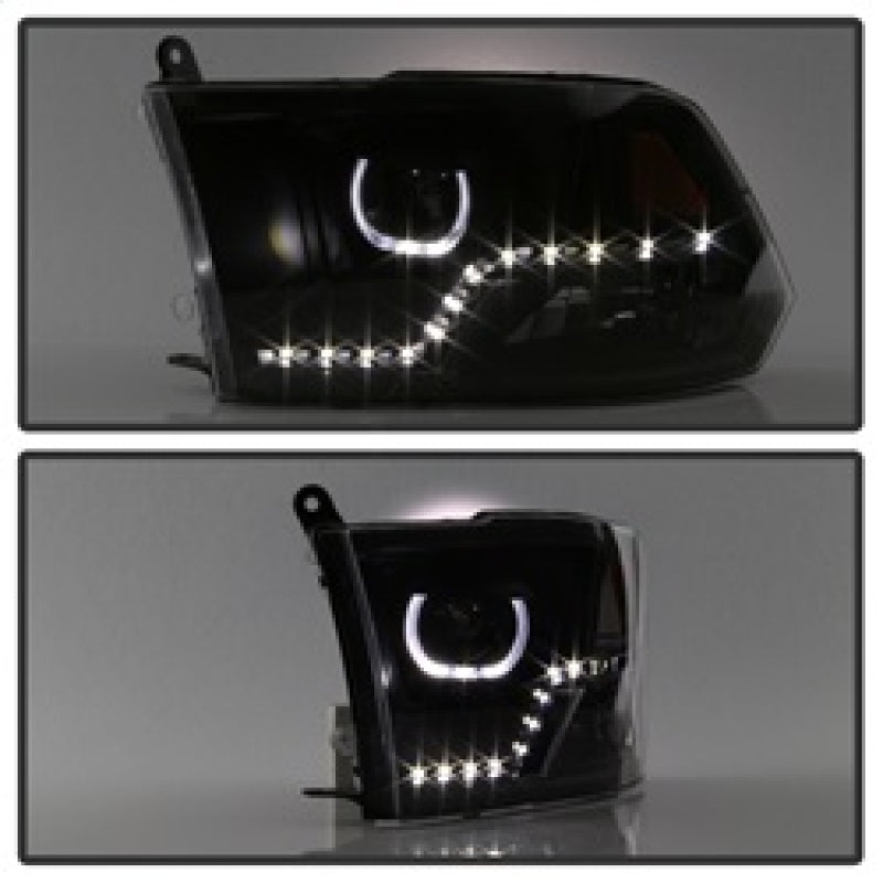 SPYDER xTune Dodge Ram 2009-2014 Halo LED Projector Headlights - Black PRO-JH-DR09-CFB-BK 9036729 9036729 Photo - Unmounted