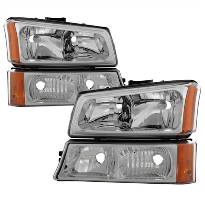 SPYDER Xtune Chevy Silverado 2500HD 03-06 Crystal Headlights w/ Bumper Lights Chrome HD-JH-CSIL03-AM-C-SET 5064912 5064912 Photo - Primary