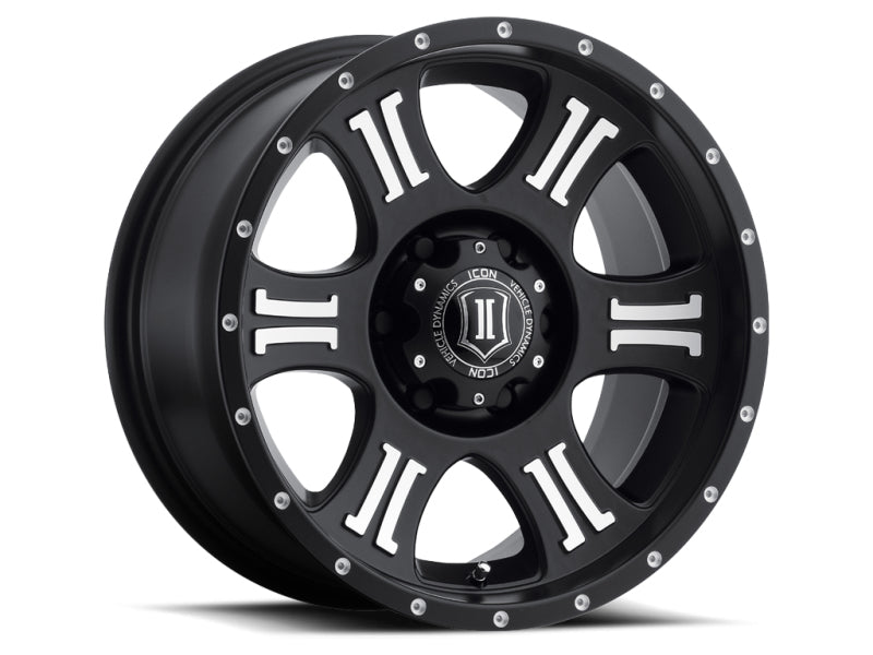ICON Shield 17x8.5 6x135 6mm Offset 5in BS 87.1mm Bore Satin Black/Machined Wheel 1017856350MB 1017856350MB Photo - Primary