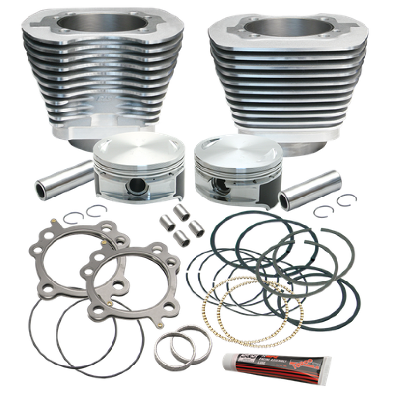 S&S Cycle 99-16 BT Replacement 3-7/8in Bore Cylinder & Piston Kit For S&S 106in Stroker Kit - Silver 910-0199