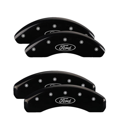MGP 4 Caliper Covers Engraved Front & Rear Oval logo/Ford Black finish silver ch 10227SFRDBK 10227SFRDBK Photo - Primary