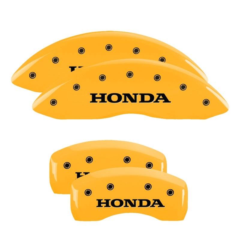 MGP 4 Caliper Covers Engraved Front & Rear Honda Yellow finish black ch 20219SHONYL 20219SHONYL Photo - Primary