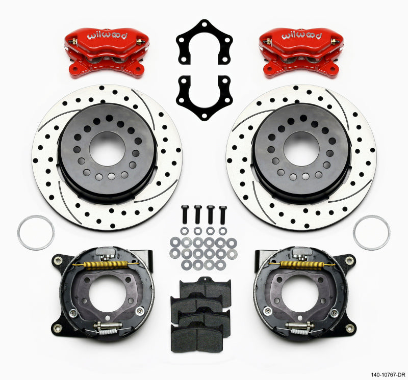 Wilwood FDL P/S Park Brake Kit, Drilled, Red, Mopar/Dana 2.50" Off, w/Snap Rin 140-10767-DR Photo - Primary