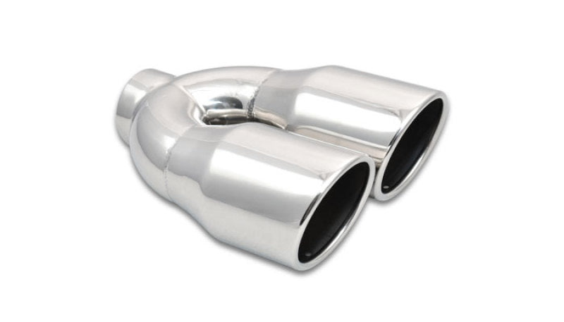 Vibrant 2.5" ID Dual 3.5" OD Round SS Tips (Single Wall, Angle Cut) 1326 Photo - Primary