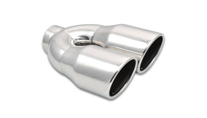 Vibrant 2.5" ID Dual 3.5" OD Round SS Tips (Single Wall, Angle Cut) 1326 Photo - Primary