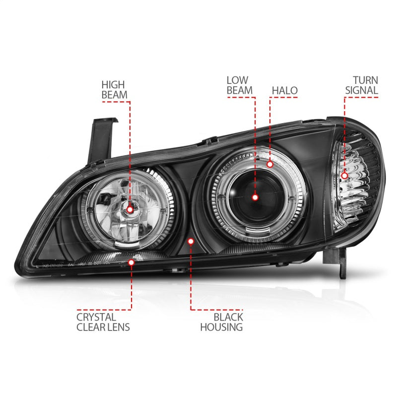 Anzo 2000-2004 Infiniti I30 Projector Headlights w/ Halo Black 121077 Photo - Unmounted