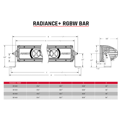 Rigid Industries Radiance+ 30in. RGBW Light Bar 230053 230053 Technical Drawing
