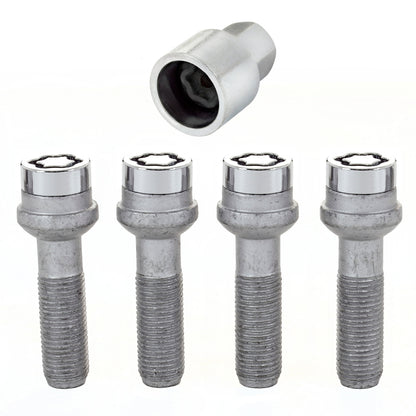 McGard Wheel Lock Bolt Set - 4pk. (Radius Seat) M14X1.5 / 17mm Hex / 45.0mm Shank Length - Chrome 28017 28017 Photo - out of package