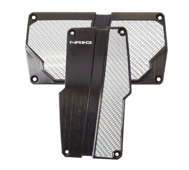 NRG Automatic Aluminum Pedal Set Black w/ Silver Carbon PDL-150BK Photo - Primary