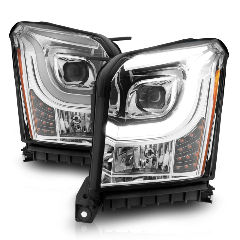 ANZO 2015-2017 GMC Yukon XL Projector Headlights W Lightbar - Chrome/Amber 111536 111536 Photo - Unmounted