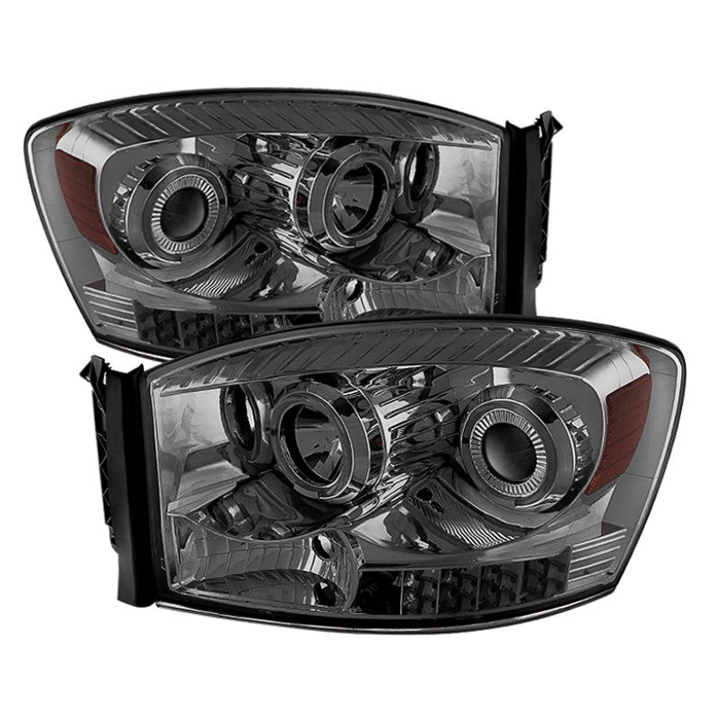SPYDER Xtune Dodge Ram 1500 06-08 / Ram 2500/3500 06-09 Halo Projector Headlights Smoked PRO-JH-DR06-LED-SM 9028342 9028342 Photo - Primary