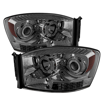 SPYDER Xtune Dodge Ram 1500 06-08 / Ram 2500/3500 06-09 Halo Projector Headlights Smoked PRO-JH-DR06-LED-SM 9028342 9028342 Photo - Primary