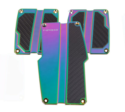 NRG Brushed Aluminum Sport Pedal Neo Chrome w/ Black Carbon MT PDL-100MC Photo - Primary