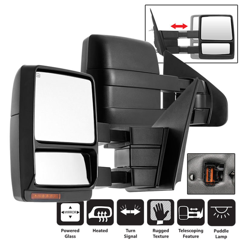 SPYDER xTune Ford F150 04-06 POWER Heated Amber LED Signal Telescoping Mirror SET MIR-FF15004S-PWH-AM-SET 9936784 9936784 Photo - Primary