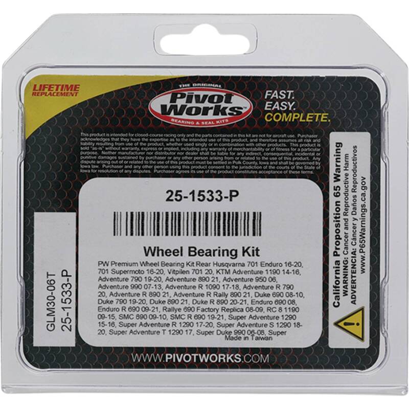 Pivot Works Husqvarna, KTM Wheel Bearing Kit Premium Bearings 25-1533-P 25-1533-P Photo - Primary