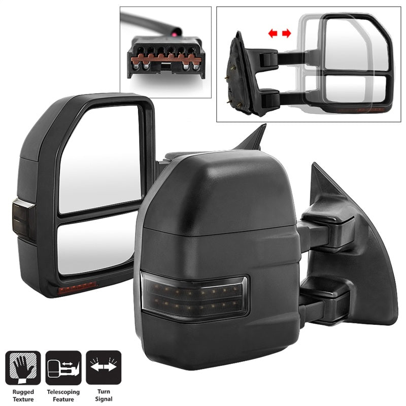 SPYDER xTune 99-07 Ford Super Duty LED Telescoping Manual Mirrors - Smk (Pair) (MIR-FDSD99S-G4-MA-RSM-SET) 9943140 9943140 Photo - Primary