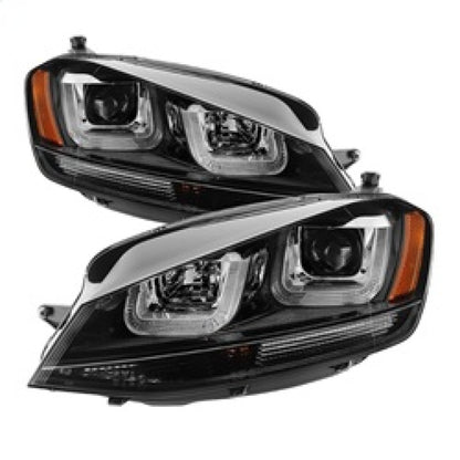 Spyder Volkswagen Golf VII 14-16 Projector Headlights DRL LED Blk Stripe Blk PRO-YD-VG15-BLK-DRL-BK 5080578 5080578 Photo - Primary