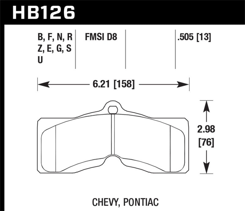 Hawk Performance Hawk 65-73 Chevrolet Corvette Front ER-1 Brake Pads HB126D.505 HB126D.505 Photo - Primary