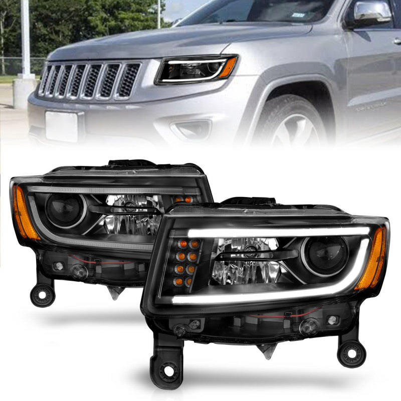 Anzo 2014-2015 Jeep Grand Cherokee Projector Headlights w/ Plank Style Desi 111329 Photo - Primary