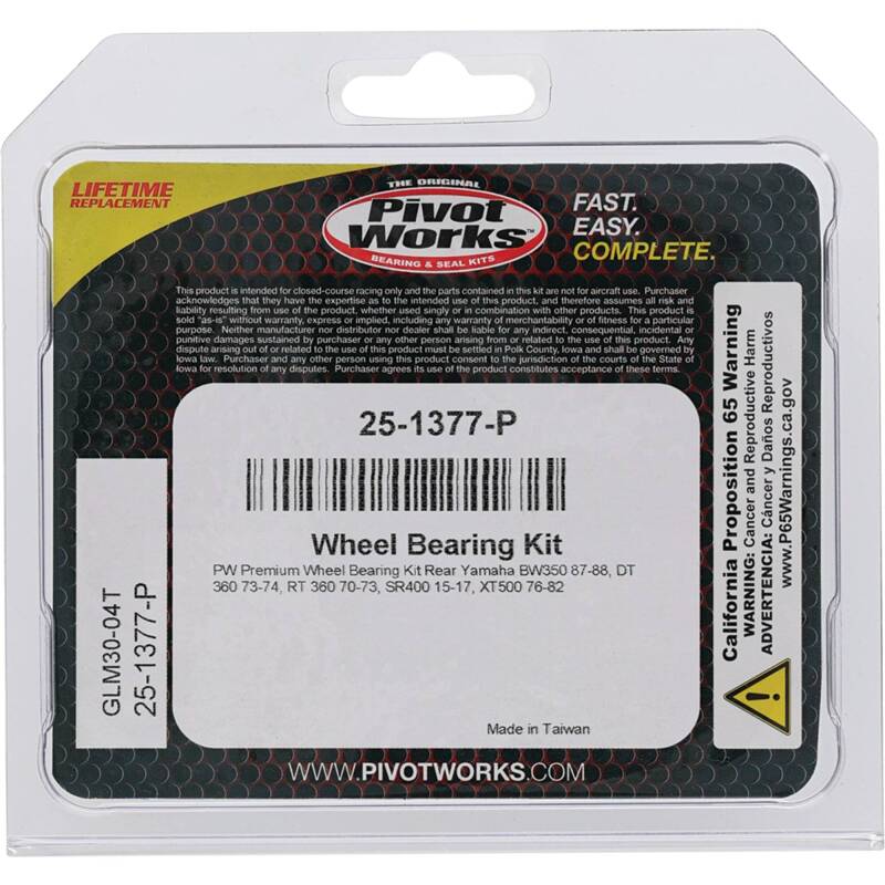 Pivot Works Yamaha Wheel Bearing Kit Premium Bearings 25-1377-P 25-1377-P Photo - Primary