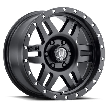 ICON Six Speed 17x8.5 6x5.5 25mm Offset 5.75in BS 108.1mm Bore Satin Black Wheel 1417858357SB 1417858357SB Photo - Primary