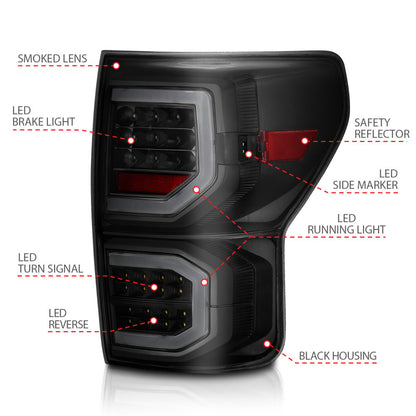 ANZO 2007-2013 Toyota Tundra LED Taillights Plank Style Black w/Smoke Lens 311337 311337 Photo - Unmounted