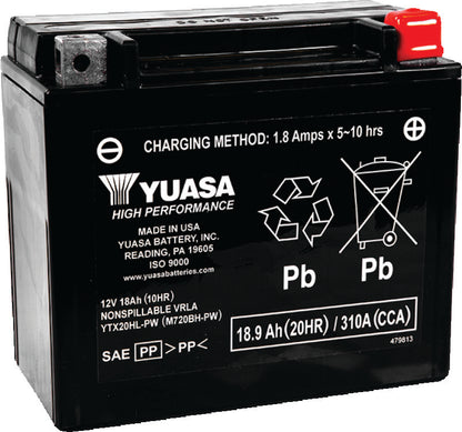 Yuasa Battery Yuasa YTX20HL-PW Maintenance Free AGM 12 Volt Battery YUAM720BH-PW YUAM720BH-PW Photo - Primary