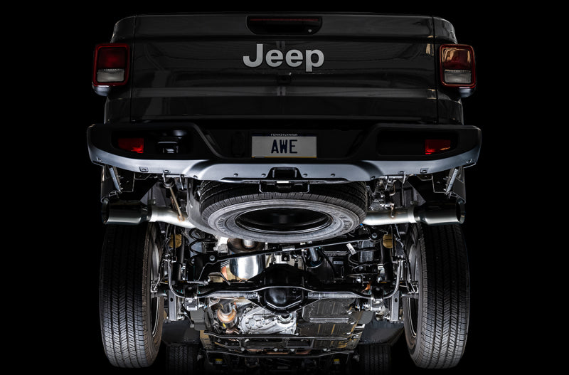 AWE Tuning 20-21 Jeep Gladiator JT 3.6L Tread Edition Cat-Back Dual Exhaust - Diamond Black Tip 3015-33101 3015-33101 Photo - out of package
