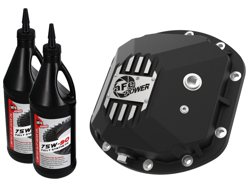 aFe 97-18 Jeep Wrangler TJ/JK Dana 30 Street Series Diff Cover w/ Machined Fins & Gear Oil - Black 46-71131B 46-71131B Photo - Primary