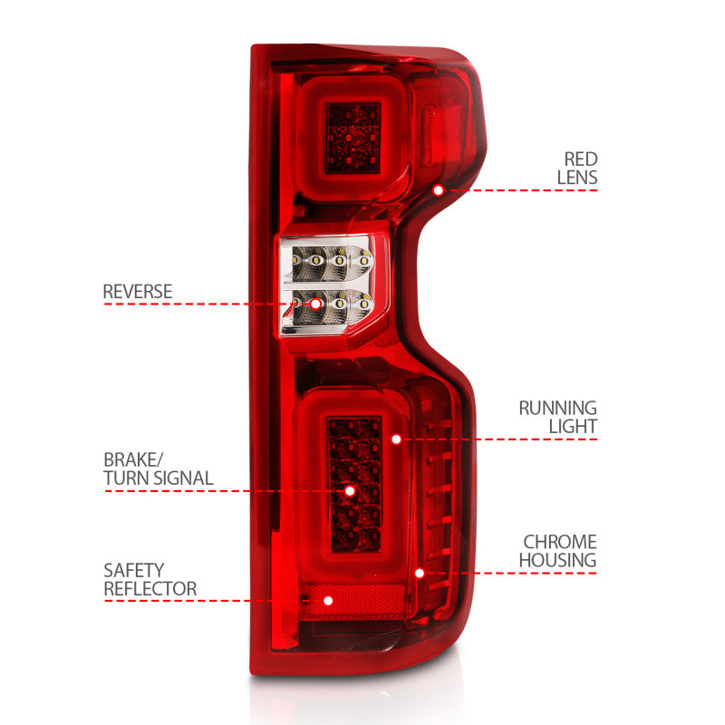 ANZO 19-21 Chevy Silverado Full LED Tailights Chrome Housing Red/Clear Lens G2 (w/C Light Bars) 311416 311416 User 3