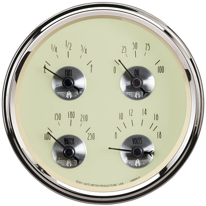 AutoMeter Gauge Quad 5in. 240 Ohm(e) to 33 Ohm(f) Elec Prestige Antq. Ivory 2010 2010 Photo - Primary