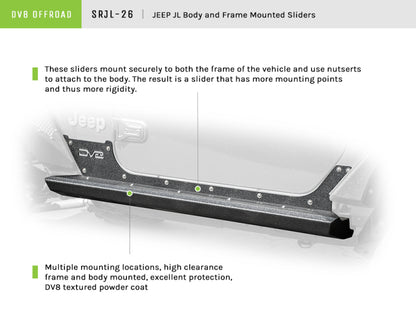 DV8 Offroad 2018+ Jeep Gladiator Frame Mounted Sliders SRJL-26 SRJL-26 Product Brochure - a specific brochure describing a Product