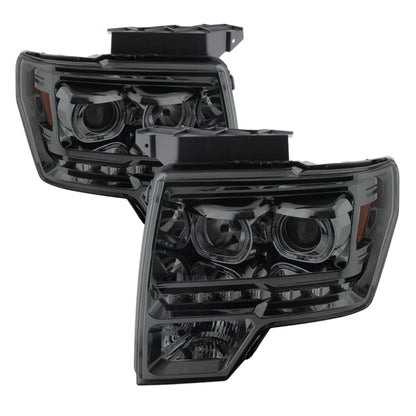 SPYDER Xtune Ford F150 09-14 Projector Headlights Halogen Model Only LED Halo Smoked PRO-JH-FF15009-CFB-SM 9032257 9032257 Photo - Primary