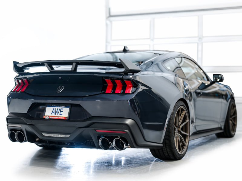 AWE Tuning AWE 2024 Ford Mustang Dark Horse S650 RWD Track Edition Catback Exhaust w/ Quad Chrome Silver Tips 3020-42375 3020-42375 Photo - Mounted