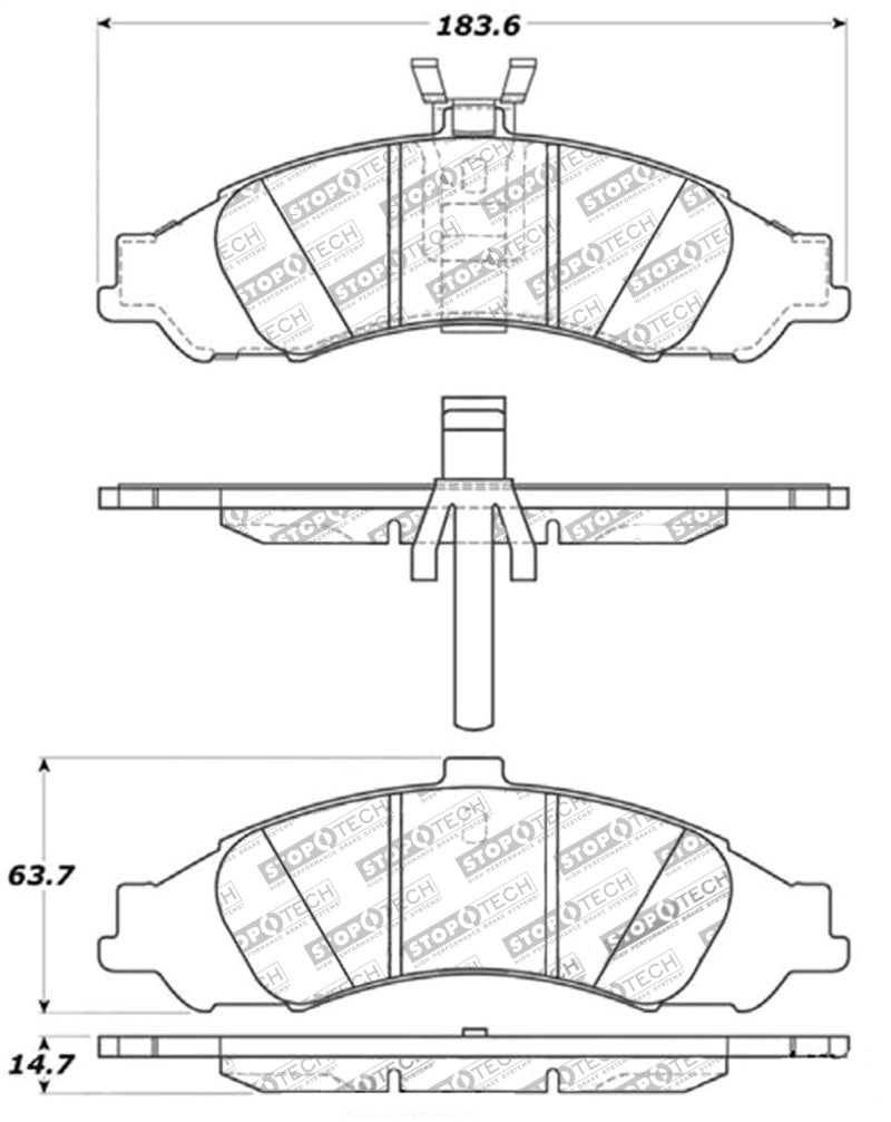 StopTech Street Brake Pads; Front With Shims 308.10430 Photo - Primary