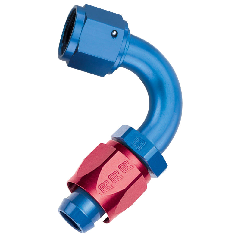 Russell #6 Full Flow Swivel 120° Tight Radius Hose Ends - Red/Blue 613400 Photo - Primary
