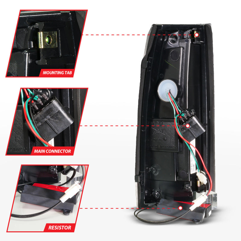 ANZO 88-99 Chevy/GMC C/K1500/2500/3500 Full LED Light Tube Taillights Black Housing Clear Lens 311485 311485 Photo - Unmounted