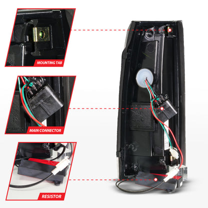 ANZO 88-99 Chevy/GMC C/K1500/2500/3500 Full LED Light Tube Taillights Black Housing Clear Lens 311485 311485 Photo - Unmounted