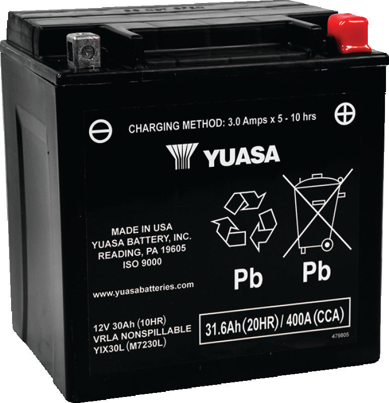 Yuasa Battery Yuasa YIX30L Maintenance Free AGM 12 Volt Battery YUAM7230L YUAM7230L Photo - Primary