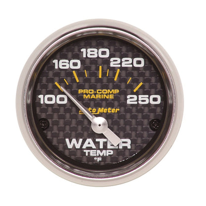 Autometer Gauge, Water Temp, 2 1/16" 100-250 Deg. F Electric Marine Carbon Fiber 200762-40 User 1