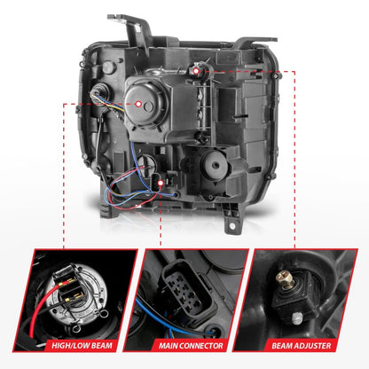ANZO 14-15 GMC Sierra 1500/2500HD/3500HD Plank Style Projector Headlight - Chrome Housing 111553 111553 Photo - Unmounted