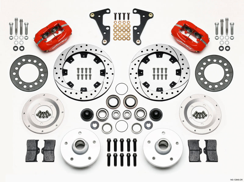 Wilwood Forged Dynalite Front Kit 11.75in Drilled Red 41-55 Cadillac 140-12649-DR 140-12649-DR Photo - Primary