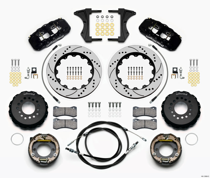 Wilwood AERO4 Rear Kit 14.00 Drilled 2005-2014 Mustang w/ BMR Suspn. w/Lines 140-13686-D 140-13686-D Photo - Primary