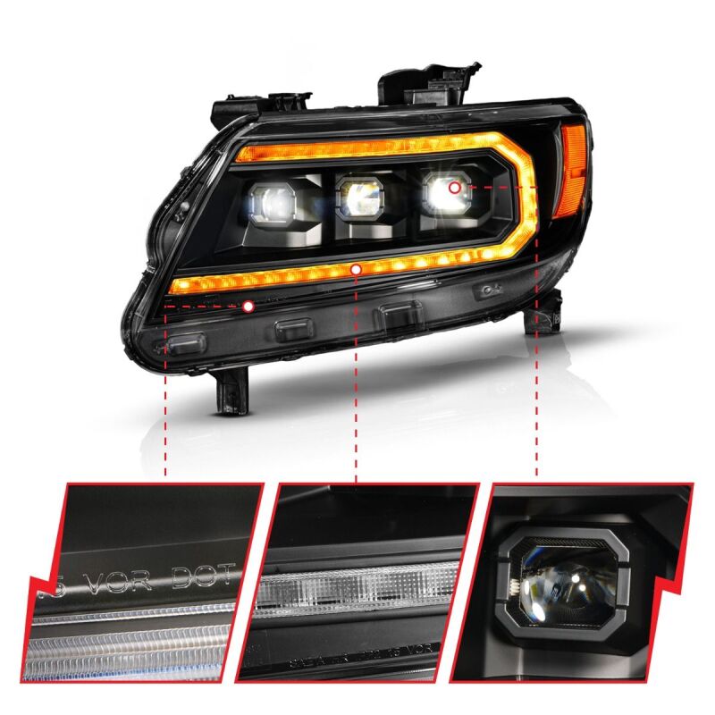 ANZO 15-22 Chevy Colorado Full LED Headlights w/ Initiation (Amber DRL) - Black 111641 111641 User 1