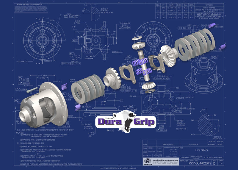 Yukon Gear & Axle Yukon Gear Dura Grip Positraction For Toyota 8in w/ 30 Spline Axles / 4 Pinion YDGT8-30-1 YDGT8-30-1 Technical Drawing
