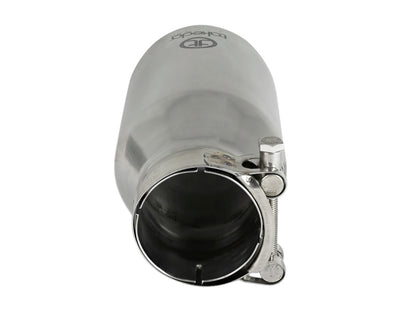 aFe Takeda 304 Stainless Steel Clamp-On Exhaust Tip 2.5in. Inlet / 4in. Outlet / 8in. L - Polished 49T25404-P08 49T25404-P08 Photo - Unmounted