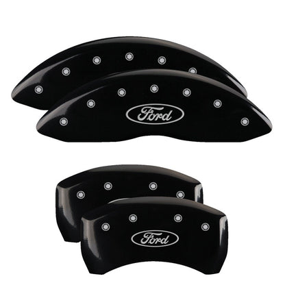 MGP 4 Caliper Covers Engraved Front & Rear Oval logo/Ford Black finish silver ch 10229SFRDBK 10229SFRDBK Photo - Primary