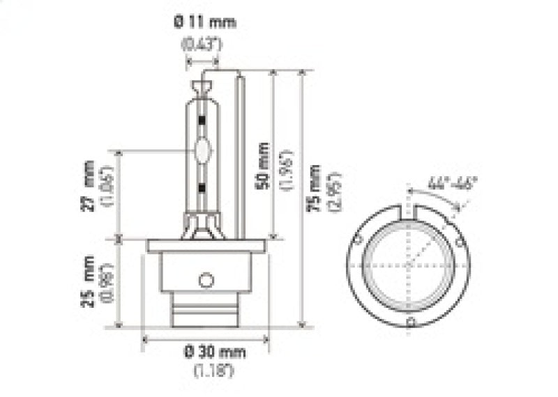 Hella Xenon D2S Bulb P32-2d 85V 35W 4300k D2S 4300 K D2S 4300 K Technical Drawing